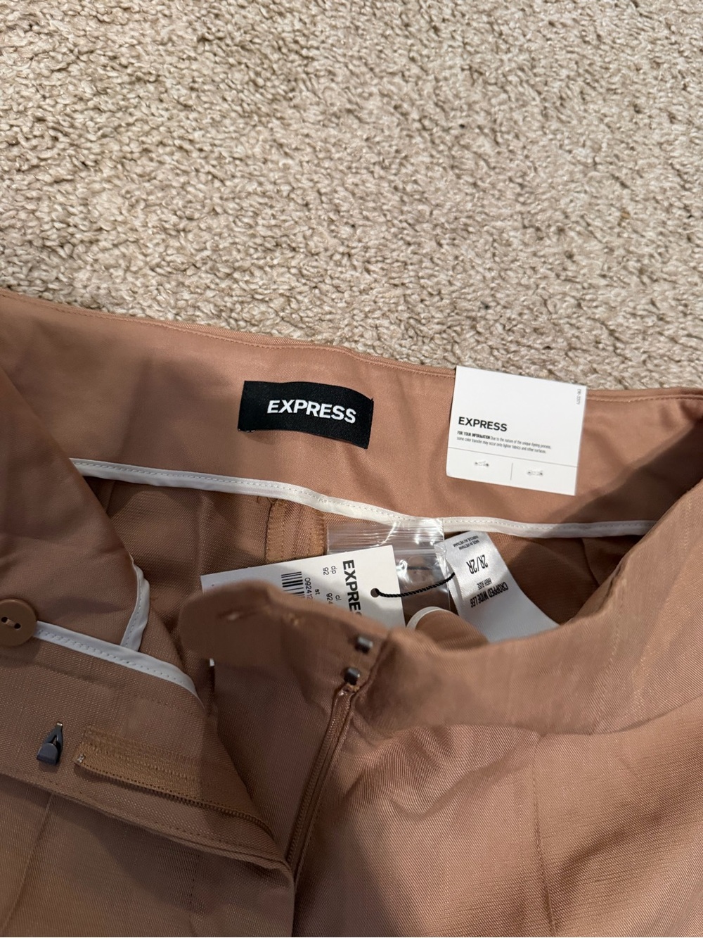 Express High-Rise Tailored Pants - Camel Brown - Picture 2 of 3
